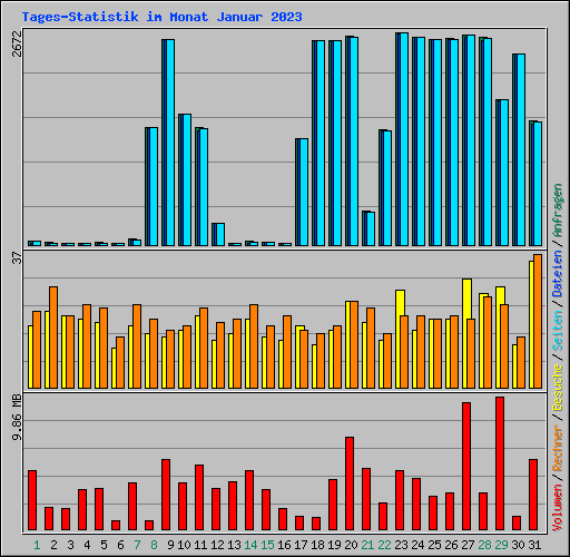 Tages-Statistik im Monat Januar 2023