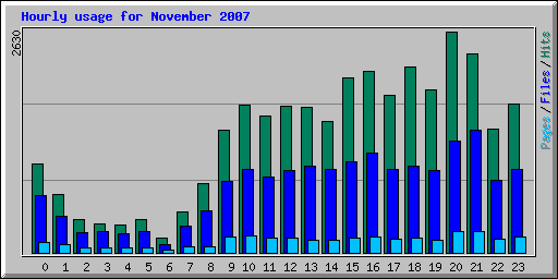 Hourly usage for November 2007